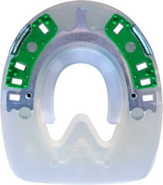 Produktbild von Duplo Extra Clipped Hufeisen mit 2 Hintergleitern aus Kunststoff in Grau oder Silber