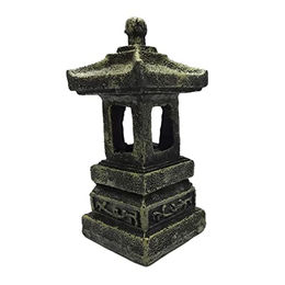Duvo+ Aquariumdekoration Pagode Figur und Höhle Grau 5 x 5 x 11 cm für Fische – Bild 1 von 2