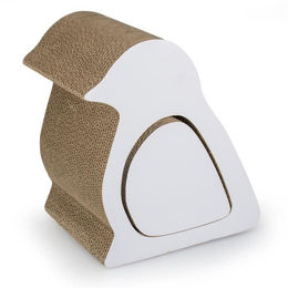 Duvo+ Belly Bird 2 in 1 Kratzbaum für Katzen in Weiß mit Kratzpappe 27 x 20 x 30 cm – Bild 1 von 1