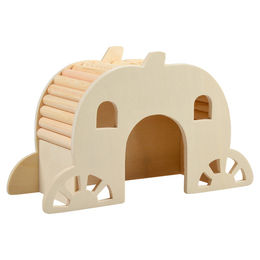 Produktbild von Duvo+ Brückenhaus aus Holz für Hamster, Kaninchen, Meerschweinchen und Mäuse, Größe L, Braun