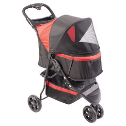Duvo+ Buggy 3-Rad für Hunde und Katzen schwarz/rot aus wasserfestem Nylon – Bild 1 von 3