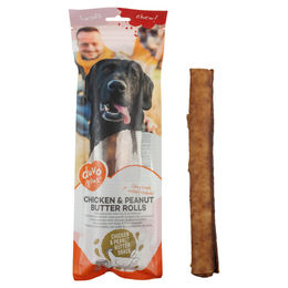 Duvo+ Chew! Kausnack Huhn und Erdnussbutter Rolls für Hunde Größe L 25 cm 290 g ohne Zuckerzusatz und glutenfrei - 2 x 290 g – Bild 1 von 2
