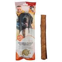 Produktbild von Duvo+ Chew! Kausnack Huhn und Erdnussbutter Rolls für Hunde Größe L 25 cm 290 g ohne Zuckerzusatz und glutenfrei - 2 x 290 g