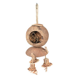 Produktbild von Duvo+ Coconut Jungle Häuschen für Nager und Vögel mit Holzklötzen Braun 34 x 12 x 12 cm