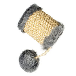 Duvo+ Cushy Katzenspielzeug Sisalfass mit Ball Plüsch Grau – Bild 1 von 4
