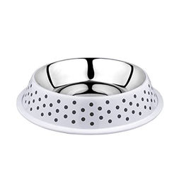 Duvo+ Deco Fix Dots Futternapf XL für Hunde und Katzen aus Edelstahl in Weiß mit 2100 ml Fassungsvermögen - 2100 ml – Bild 1 von 2