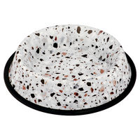 Produktbild von Duvo+ Deco Fix Futternapf Terrazzo Look Weiß Edelstahl mit rutschfestem Gummirand für Hunde und Katzen Größe L 1000 ml - 1000 ml