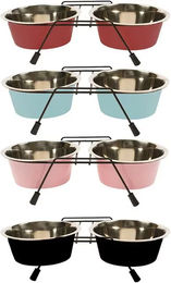 Duvo+ Dinner Set Napfständer mit Edelstahl-Futternäpfen in Bunt Größe L - 21 cm – Bild 1 von 3