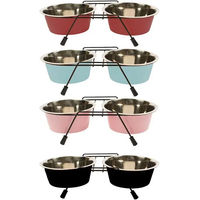 Produktbild von Duvo+ Dinner Set Napfständer mit Edelstahl-Futternäpfen in Bunt Größe L - 21 cm