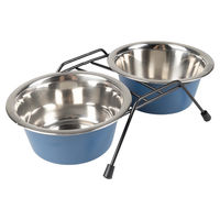 Produktbild von Duvo+ Dinner Set Napfständer mit Edelstahlnäpfen Blau XS