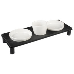 Duvo+ Dinner Set Stone Up Buffet Square aus glasierter Keramik mit Stahlständer für Katzen und Hunde in Weiß/Schwarz - 200 ml – Bild 1 von 1