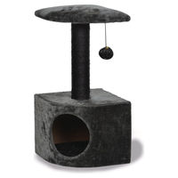 Produktbild von Duvo+ Eckkratzbaum Benny für Katzen in Schwarz mit Unterschlupf und Spielball 30x30x58 cm