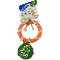 Produktbild von Duvo+ Eco Hundespielzeug Gummiring aus Bambus und Reis mit Baumwolle 12,5x12,5x3,2 cm bunt