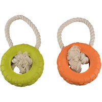 Produktbild von Duvo+ Eco Kauspielzeug Gummireifen aus Bambus und Reis mit Baumwolle für Hunde, Orange/Bunt, 26 x 14 x 4 cm