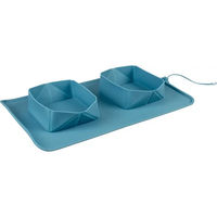 Produktbild von Duvo+ Faltbarer Reisenapf aus Silikon für Hunde und Katzen Petrolblau 600 ml - 2 x 0,6 l
