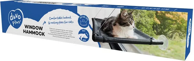 Duvo+ Fenster-Hängematte für Katzen in Schwarz mit Metallgestell – Bild 1 von 3