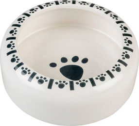 Produktbild von Duvo+ Futternapf Stone Bunny Paw aus Keramik für Kaninchen und Nagetiere Größe L Weiß/Schwarz - 0,75 l
