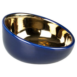 Produktbild von Duvo+ Futternapf Stone Obliq Keramik Schale für Katzen Blau Gold Größe S - 150 ml