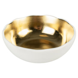 Produktbild von Duvo+ Futternapf Stone Organic aus Keramik Weiß/Gold Klein für Hunde - 350 ml