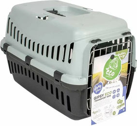 Duvo+ Gipsy Eco Transportbox für Hund und Katze aus Kunststoff mit Metalltür Größe S Grau/Schwarz – Bild 1 von 3