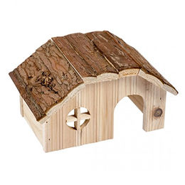 Produktbild von DUVO+ Holz-Lodge mit Birkenrindendach für Nagetiere 21 x 13 x 12 cm