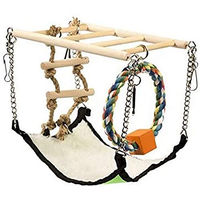 Produktbild von Duvo+ Holzhängebrücke mit Hängematte und Kletterseil für Nager aus Naturholz