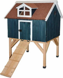 Duvo+ Hühnerstall Norwegian House Woodland Design aus FSC-zertifiziertem Holz in Natur und Blau – Bild 1 von 3