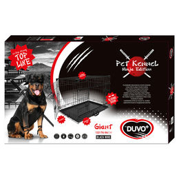 Duvo+ Hundekäfig Ninja Edition Transportbox aus Metall mit Schiebetür Schwarz – Bild 1 von 2