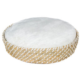Duvo+ Hundekorb aus Weide mit Kissen Boho beige/weiß Größe M – Bild 1 von 2
