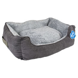 Duvo+ Hundekorb Corduroy Ash Rechteckig Größe L Grau Schwarz Blau mit herausnehmbarem Kissen – Bild 1 von 2