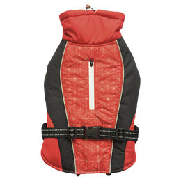 Duvo+ Hundemantel Hi Vis Casual rot/schwarz Größe M wasserdicht und gepolstert - 1 Stk. – Bild 1 von 3