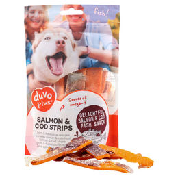 Duvo+ Hundesnack Lachs und Kabeljau Strips getreidefrei und glutenfrei 150 g – Bild 1 von 2