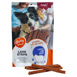 Duvo+ Hundesnack Lamm Strips Trockenfleisch mit hohem Fleischanteil ohne Zucker 80 g – Bild 1 von 2