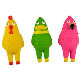 Duvo+ Hundespielzeug aus Latex mit Quietschfunktion Flamingo Huhn Ente – Bild 1 von 2