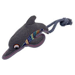 Duvo+ Hundespielzeug Canvas Delphin mit Seil Grau aus Polyester für alle Größen und Altersstufen - 1 Stk. – Bild 1 von 3