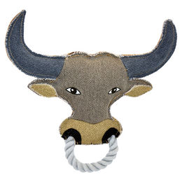 Duvo+ Hundespielzeug Canvas Stier aus Stoff in Braun Rot Grau – Bild 1 von 4