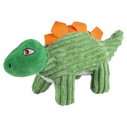 Duvo+ Hundespielzeug Dino Stegosaurus aus grünem Corduroy-Plüsch mit Squeaker – Bild 1 von 4