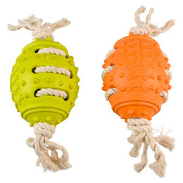 Duvo+ Hundespielzeug Eco Gummi Rugbyball aus Bambus und Baumwolle in Orange/Bunt – Bild 1 von 2