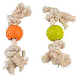 Duvo+ Hundespielzeug Eco Gummiball aus Bambus, Reis und Baumwolle in Orange/Bunt – Bild 1 von 5