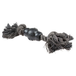 Produktbild von Duvo+ Hundespielzeug Eco-Seil mit 2 Knoten und Gummikegel aus Baumwolle grau