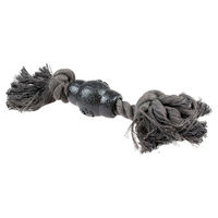 Produktbild von Duvo+ Hundespielzeug Eco-Seil mit 2 Knoten und Gummikegel aus Baumwolle grau