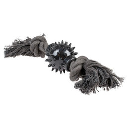 Produktbild von Duvo+ Hundespielzeug Eco-Seil mit 2 Knoten und Kugel aus Baumwolle grau