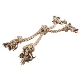 Duvo+ Hundespielzeug Flossy Kreuzseil aus Baumwolle Braun mit 4 Knoten zur Zahnpflege – Bild 1 von 5