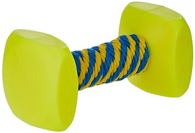 Duvo+ Hundespielzeug Kauspielzeug Hantel mit Seil Blau Gelb – Bild 1 von 6