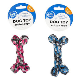Duvo+ Hundespielzeug Knot aus Baumwolle Knochen Blau/Rosa/Bunt - 8 cm – Bild 1 von 5