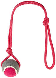 Duvo+ Hundespielzeug Knot Baumwolle Pendel mit Tennisball Grau Rosa Rot – Bild 1 von 2