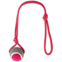 Produktbild von Duvo+ Hundespielzeug Knot Baumwolle Pendel mit Tennisball Grau Rosa Rot