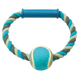 Duvo+ Hundespielzeug Knot O-Ring mit Tennisball 18 cm grau/blau – Bild 1 von 3