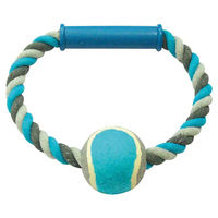 Produktbild von Duvo+ Hundespielzeug Knot O-Ring mit Tennisball aus Baumwolle grau/blau 18 cm