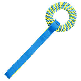 Duvo+ Hundespielzeug Nylon Tug Hoop Blau Gelb für alle Hunde und Altersstufen – Bild 1 von 6